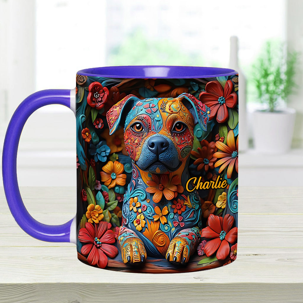 Colorful Pit Bull Dreams - Personalized Dog Accent Mug