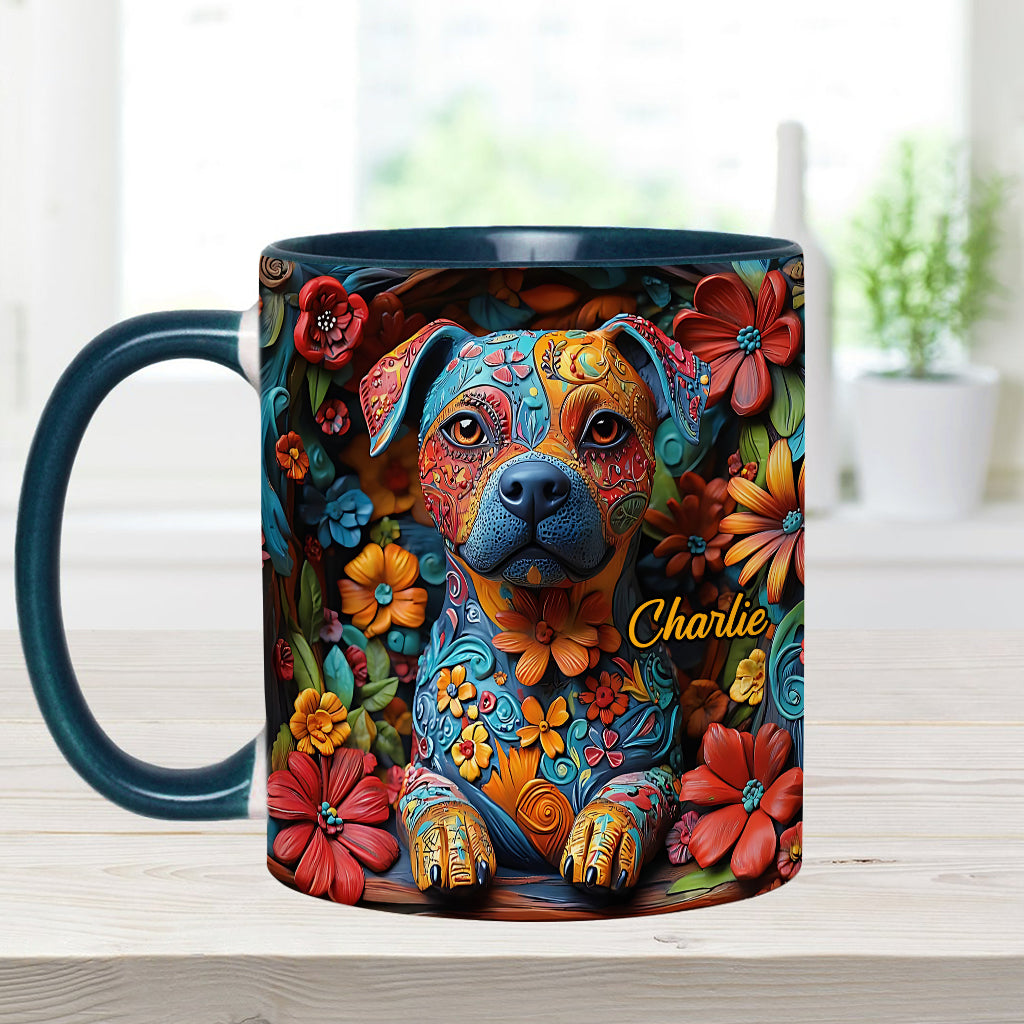 Colorful Pit Bull Dreams - Personalized Dog Accent Mug