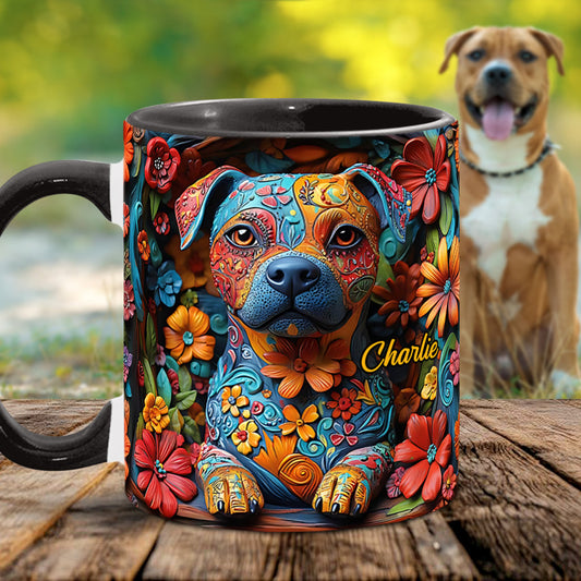 Mug personnalisé « Rêves de Pitbull Colorés »