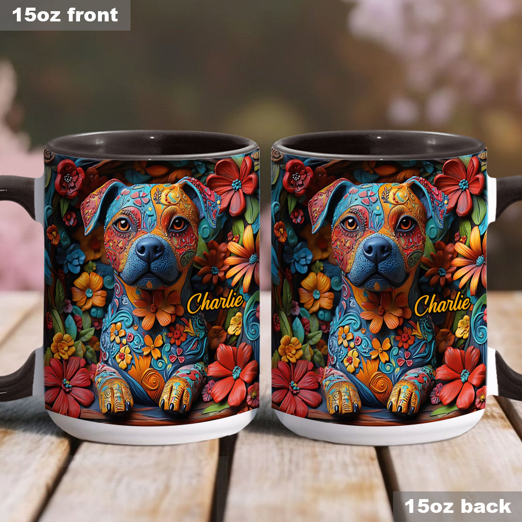 Colorful Pit Bull Dreams - Personalized Dog Accent Mug
