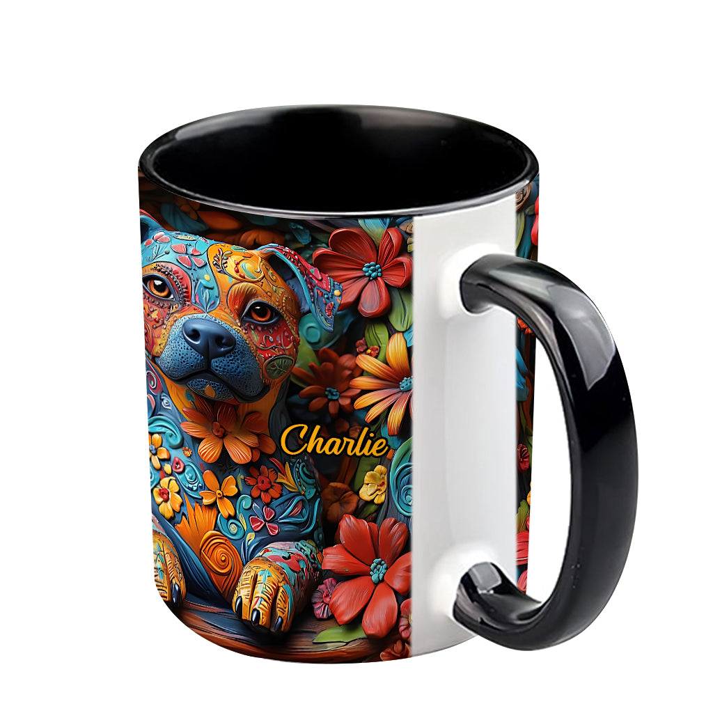 Colorful Pit Bull Dreams - Personalized Dog Accent Mug