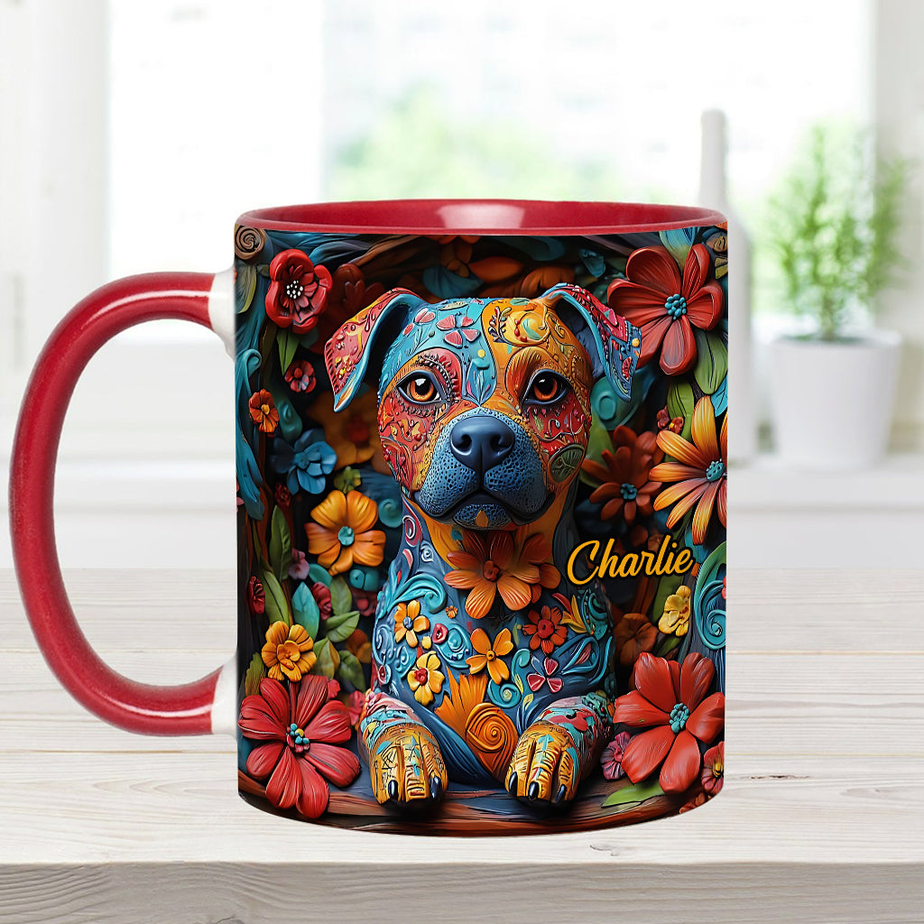 Colorful Pit Bull Dreams - Personalized Dog Accent Mug