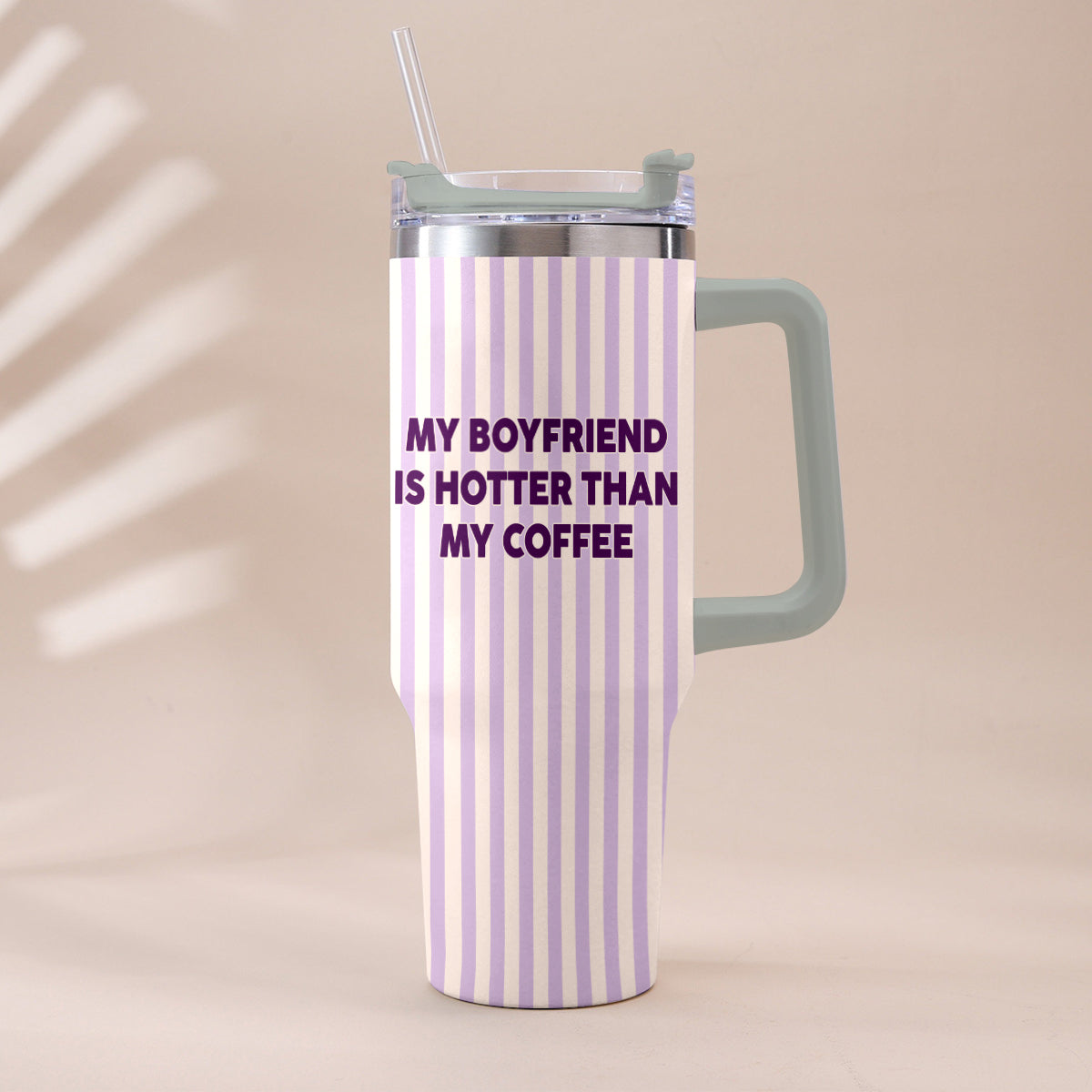 My Husband Boyfriend Is Hotter Than My Coffee Funny Doll - Personalized Couple Tumbler With Handle & Posable Doll