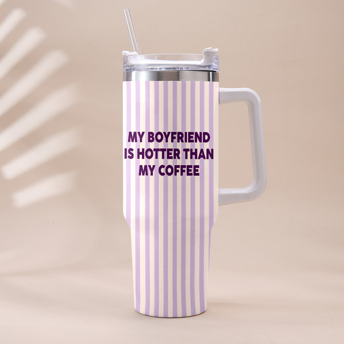 My Husband Boyfriend Is Hotter Than My Coffee Funny Doll - Personalized Couple Tumbler With Handle & Posable Doll