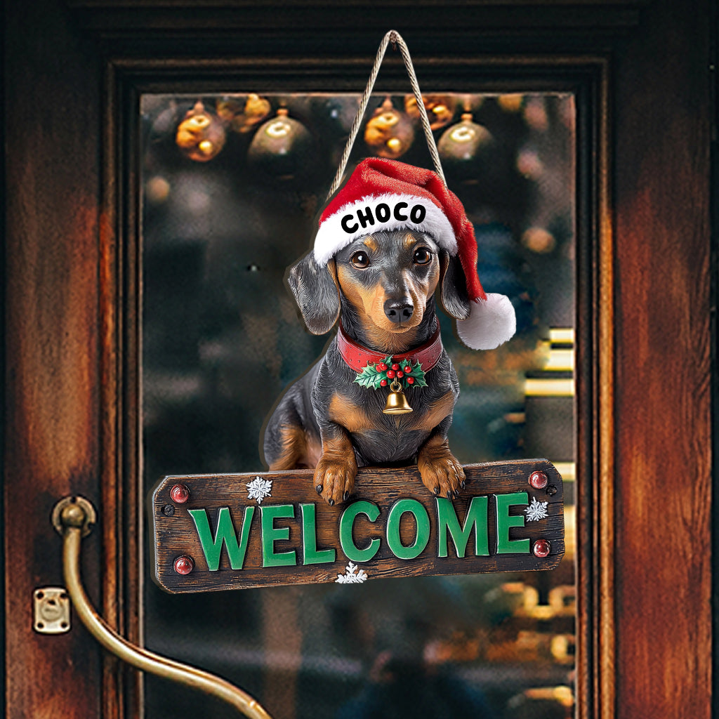 Bienvenue à la maison - Panneau en bois personnalisé pour chien