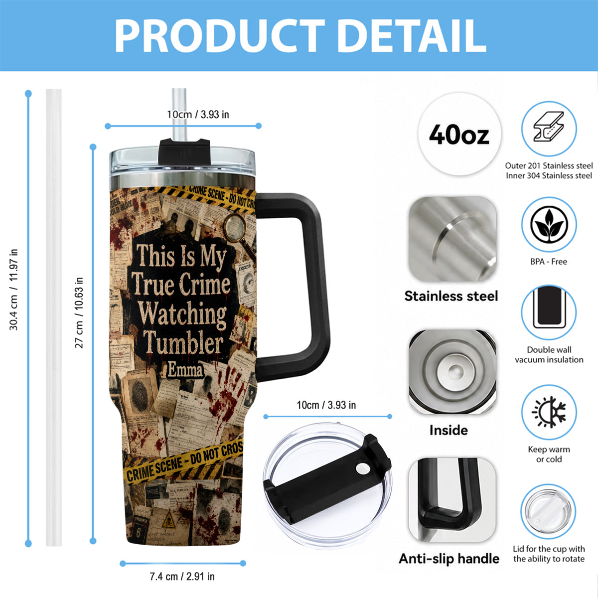 This Is My True Crime Watching Tumbler - Personalized True Crime Tumbler With Plush Charm