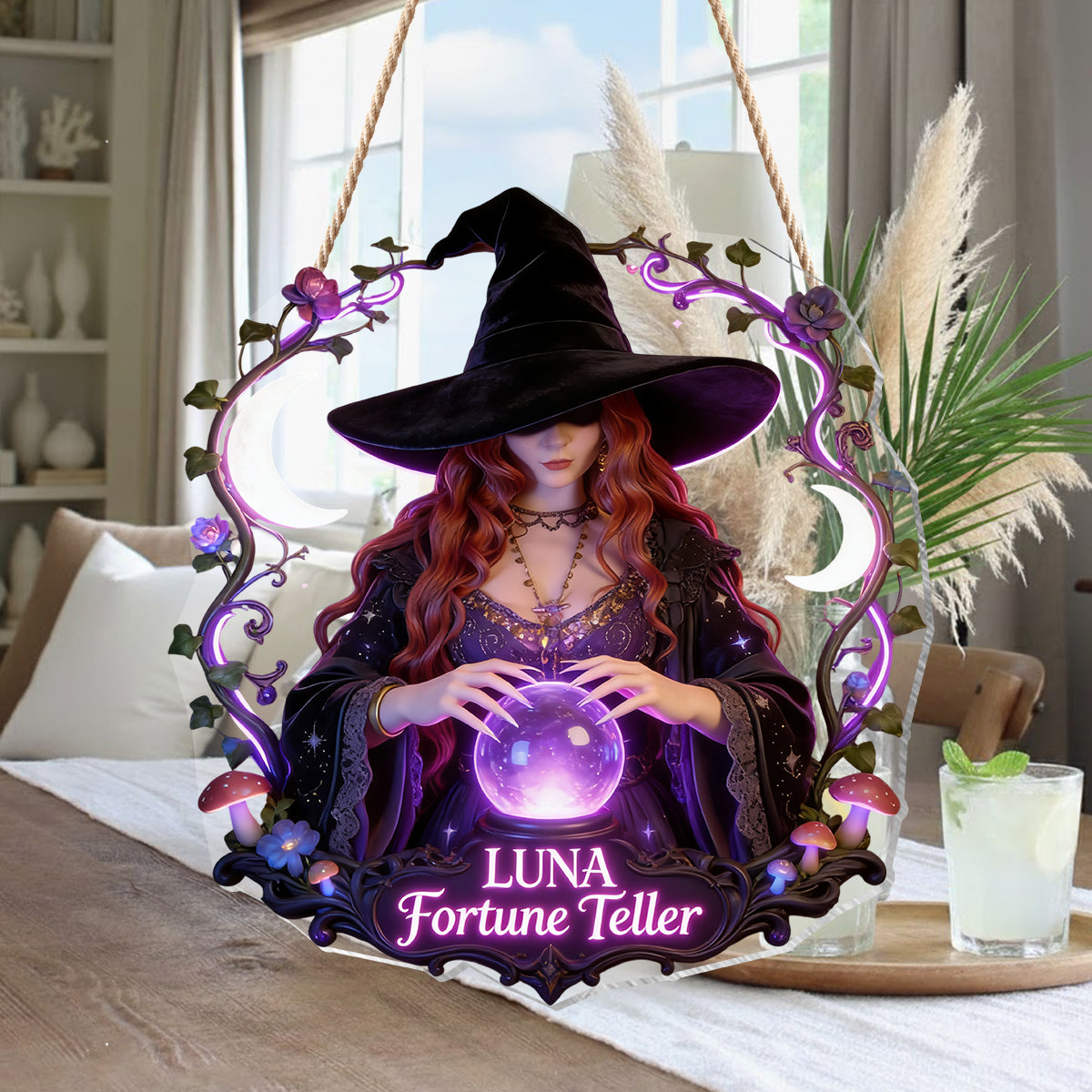 Décoration de Chambre de Sorcière - Enseigne Acrylique LED Personnalisée