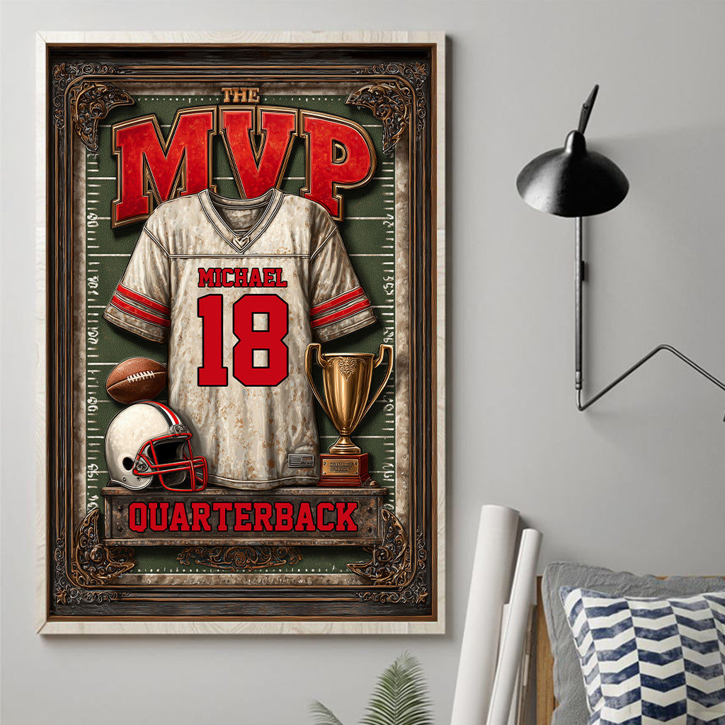 Gift For Football Son/ Daughter - Personalized Football Canvas And Poster
