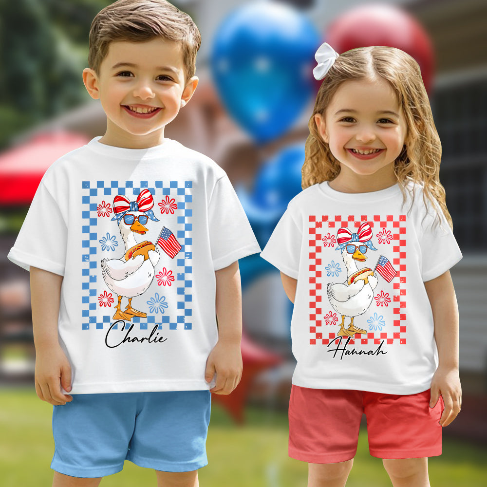 4th of July Goose - Personalized Kid Kid T-shirt & Shorts