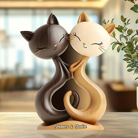 Cat Couple - Personalized Cat Custom Shaped Acrylic Plaque