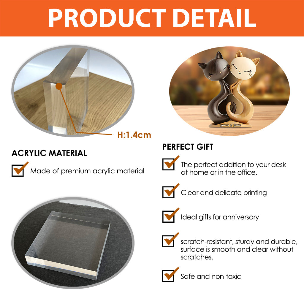 Cat Couple - Personalized Cat Custom Shaped Acrylic Plaque