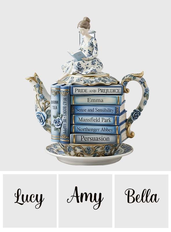 Book & Tea Loving Girl - Personalized Book Custom Shape Acrylic Flower Vase
