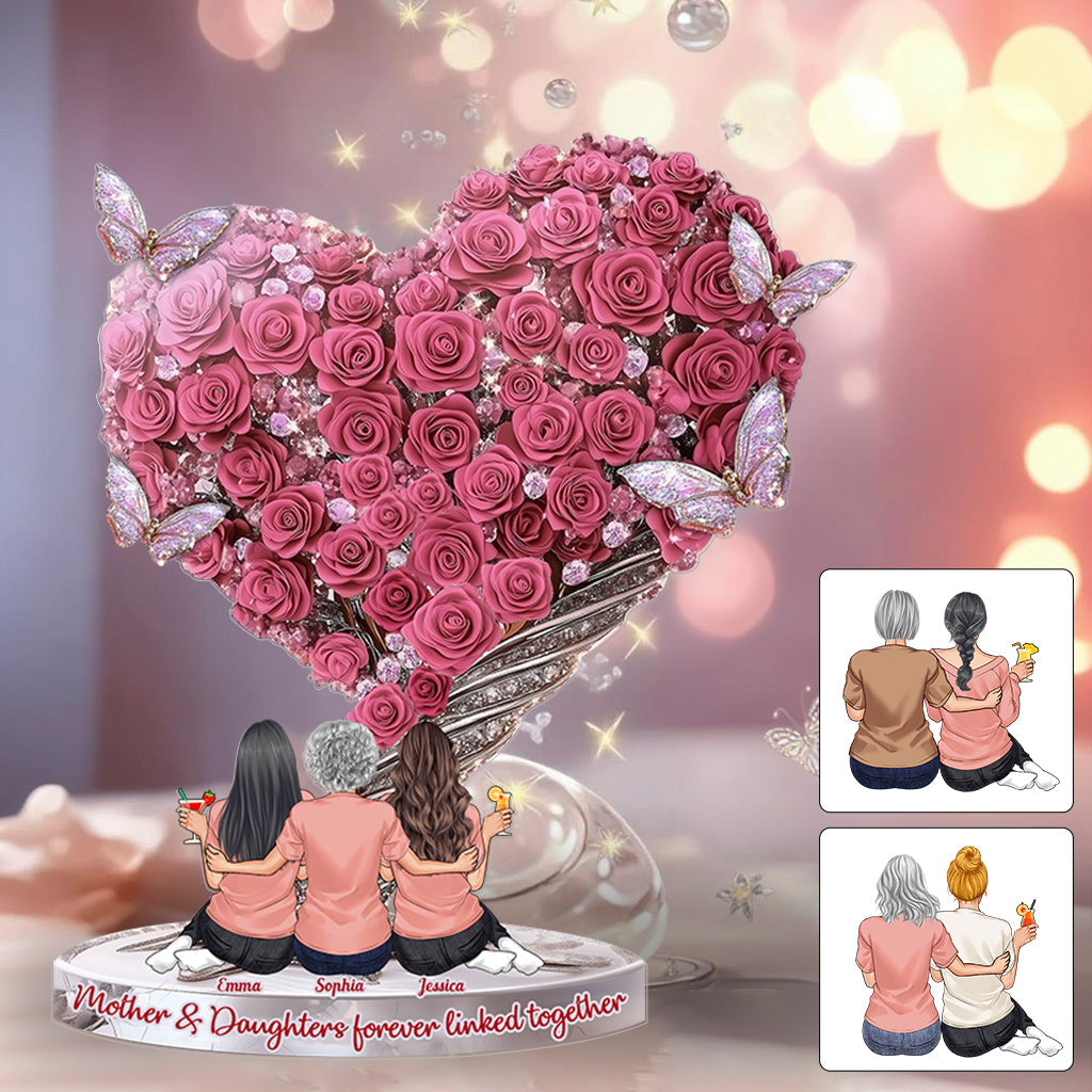 Mother And Daughters Forever Linked Together - Personalized Mother Custom Shaped Acrylic Plaque