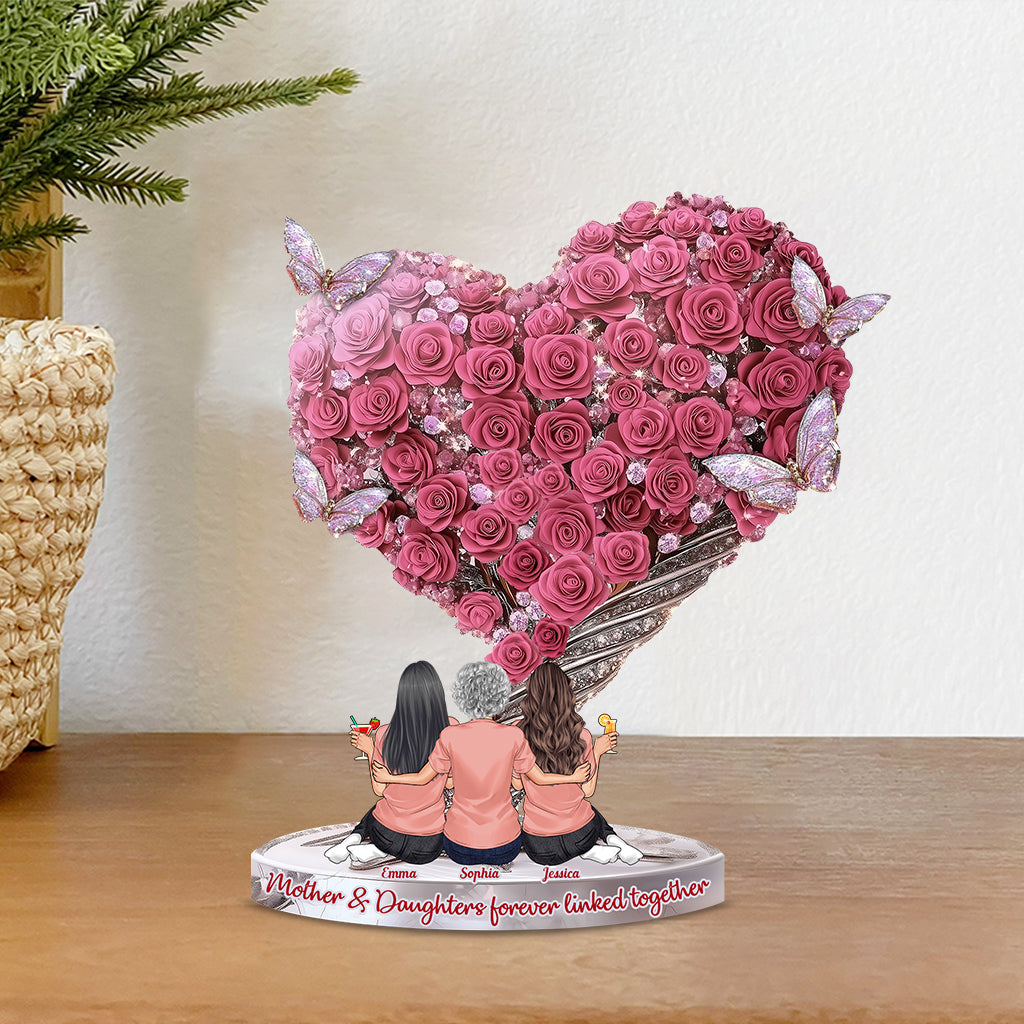 Mother And Daughters Forever Linked Together - Personalized Mother Custom Shaped Acrylic Plaque