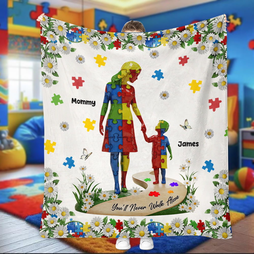 You'll Never Walk Alone - Personalized Autism Awareness Blanket