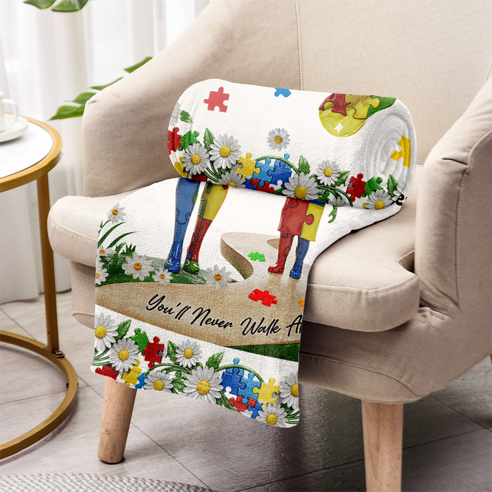 You'll Never Walk Alone - Personalized Autism Awareness Blanket