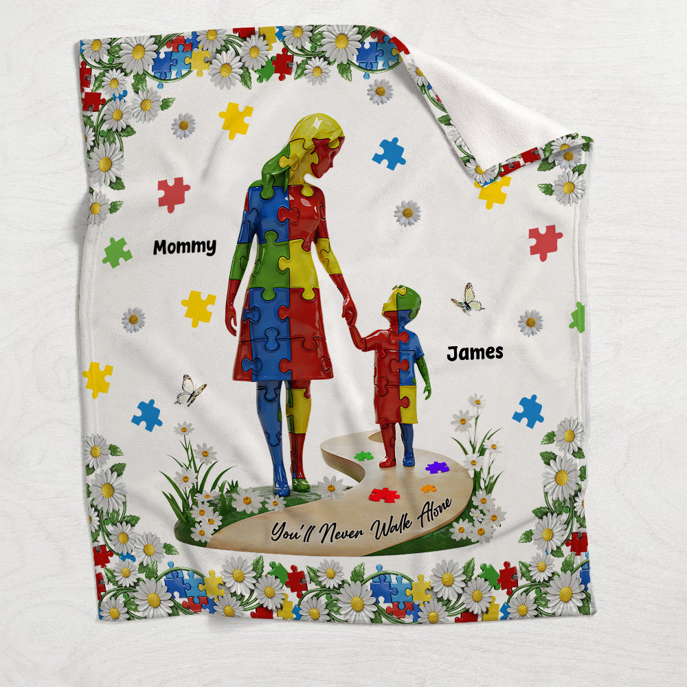 You'll Never Walk Alone - Personalized Autism Awareness Blanket