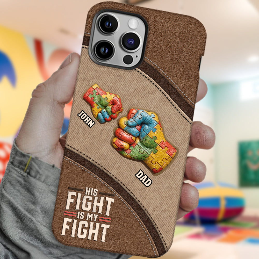 Son combat est mon combat - Coque de téléphone personnalisée avec impression intégrale pour la sensibilisation à l'autisme