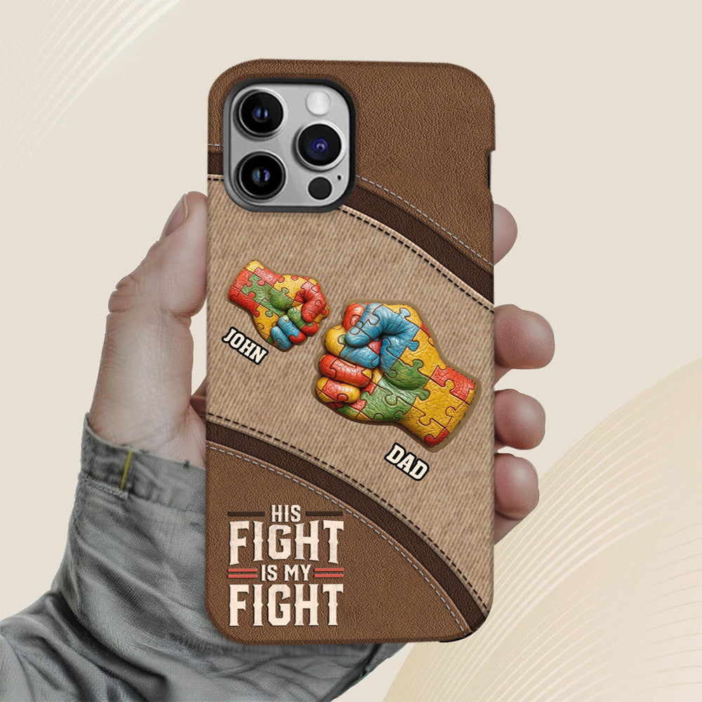 Son combat est mon combat - Coque de téléphone personnalisée avec impression intégrale pour la sensibilisation à l'autisme
