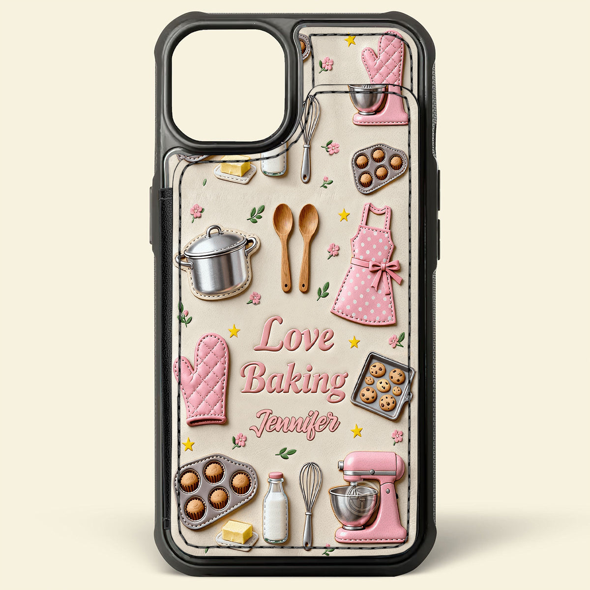 Passionné de pâtisserie ? Étui portefeuille pour téléphone personnalisé avec impression sur le thème de la pâtisserie.