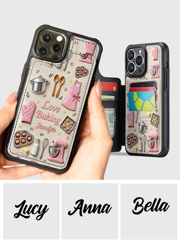 Passionné de pâtisserie ? Étui portefeuille pour téléphone personnalisé avec impression sur le thème de la pâtisserie.
