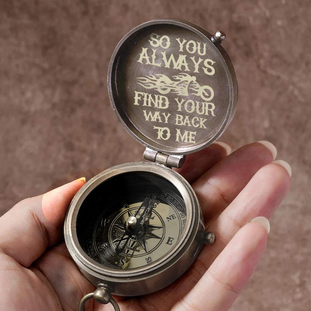 Find Your Way Back To Me - Personalized Biker Compass