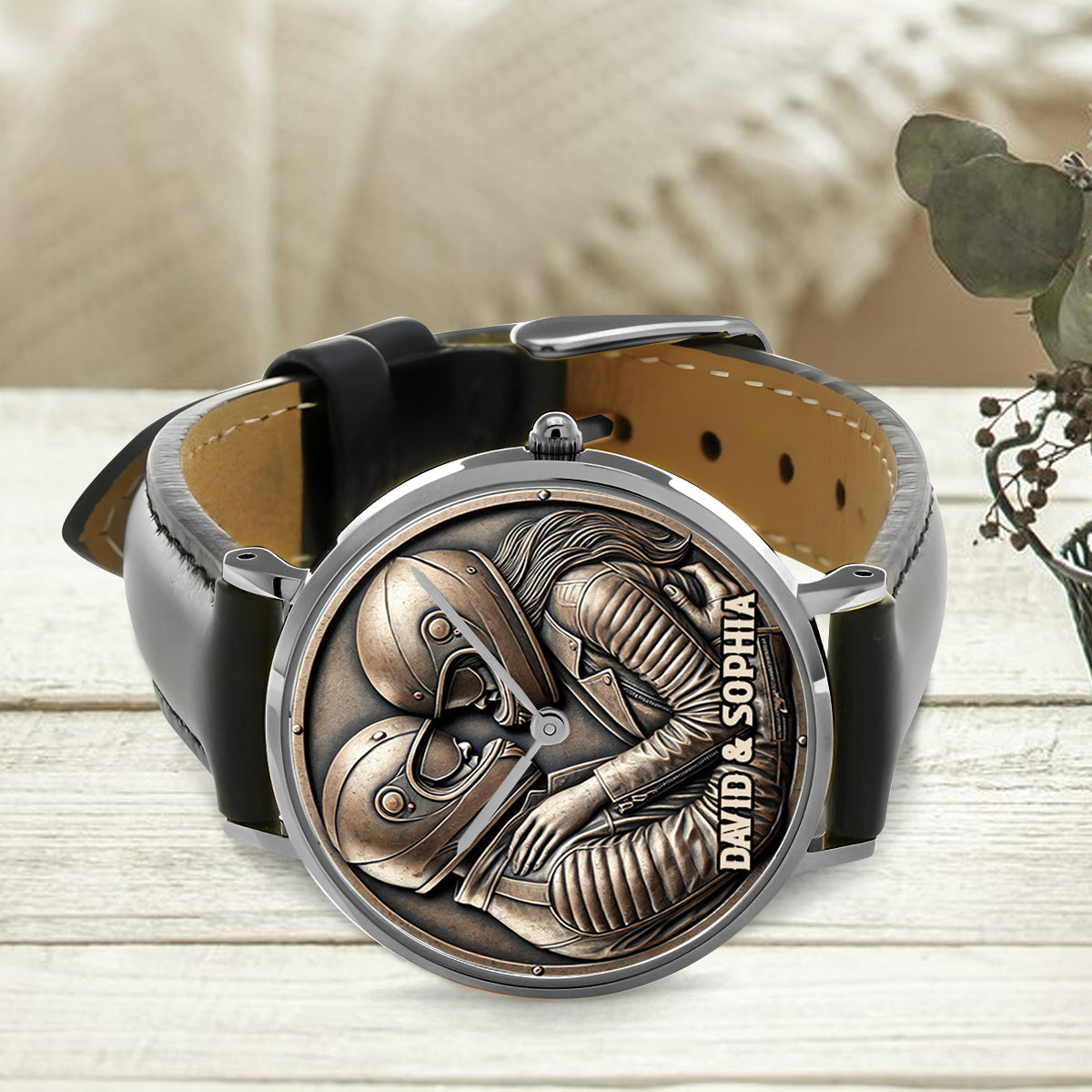 Je t'aime - Montre-bracelet de motard personnalisée