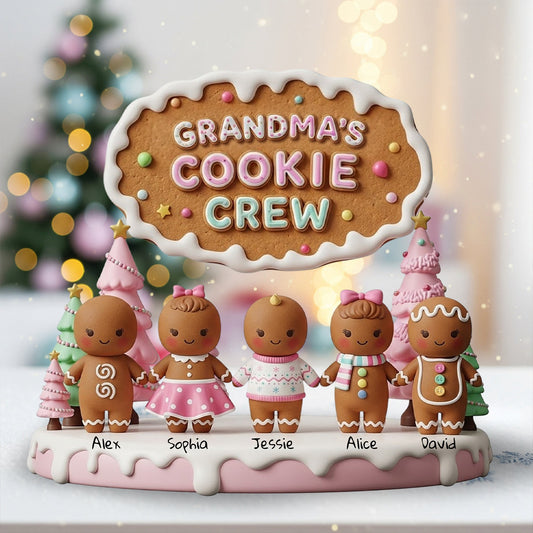 Grandma Mom Cookie Crew - Plaque acrylique personnalisée en forme de grand-mère