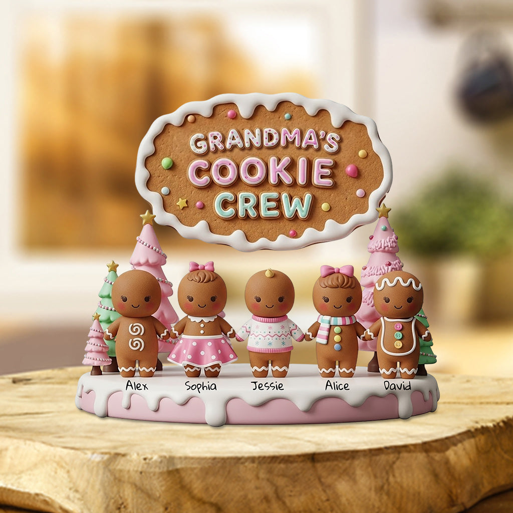 Grandma Mom Cookie Crew - Plaque acrylique personnalisée en forme de grand-mère