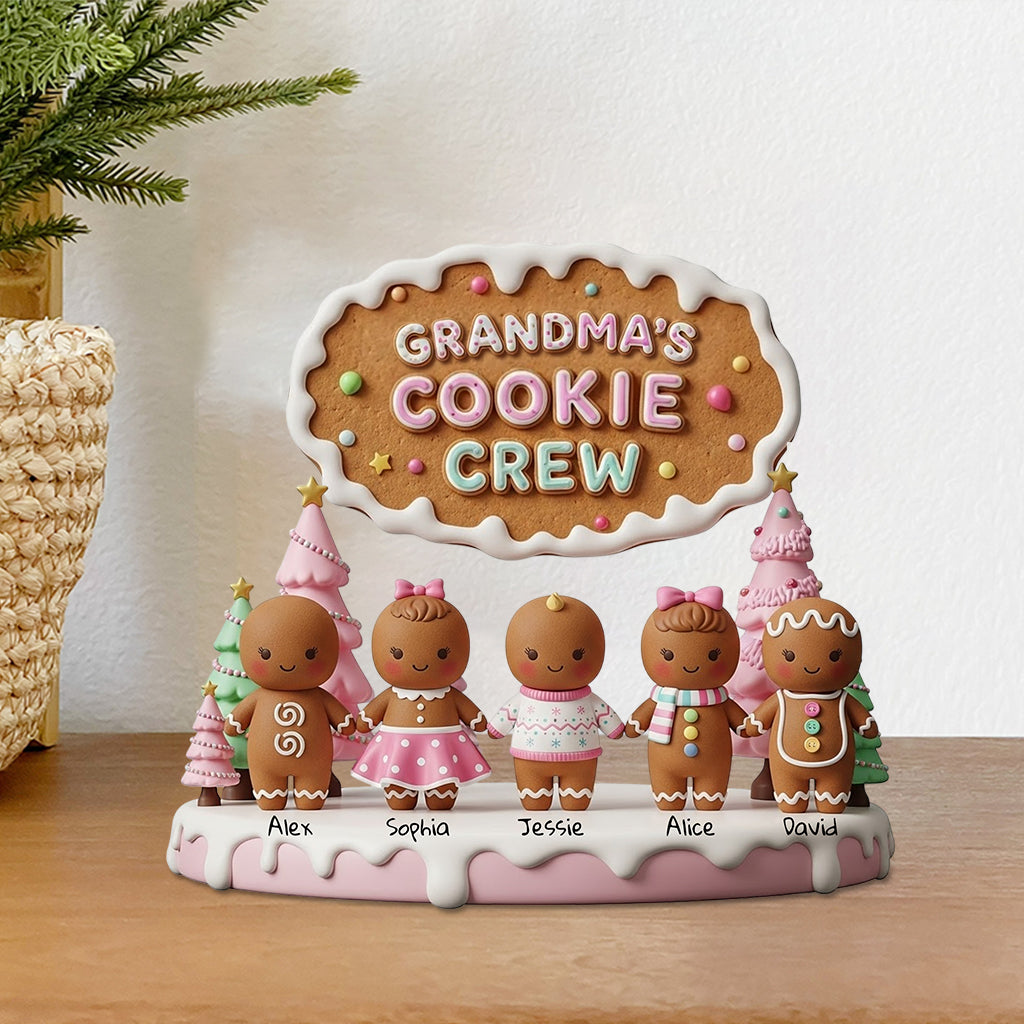 Grandma Mom Cookie Crew - Plaque acrylique personnalisée en forme de grand-mère