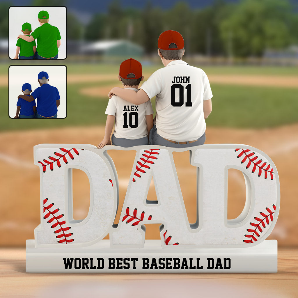 Meilleur papa de joueur de baseball au monde - Plaque acrylique personnalisée en forme de balle