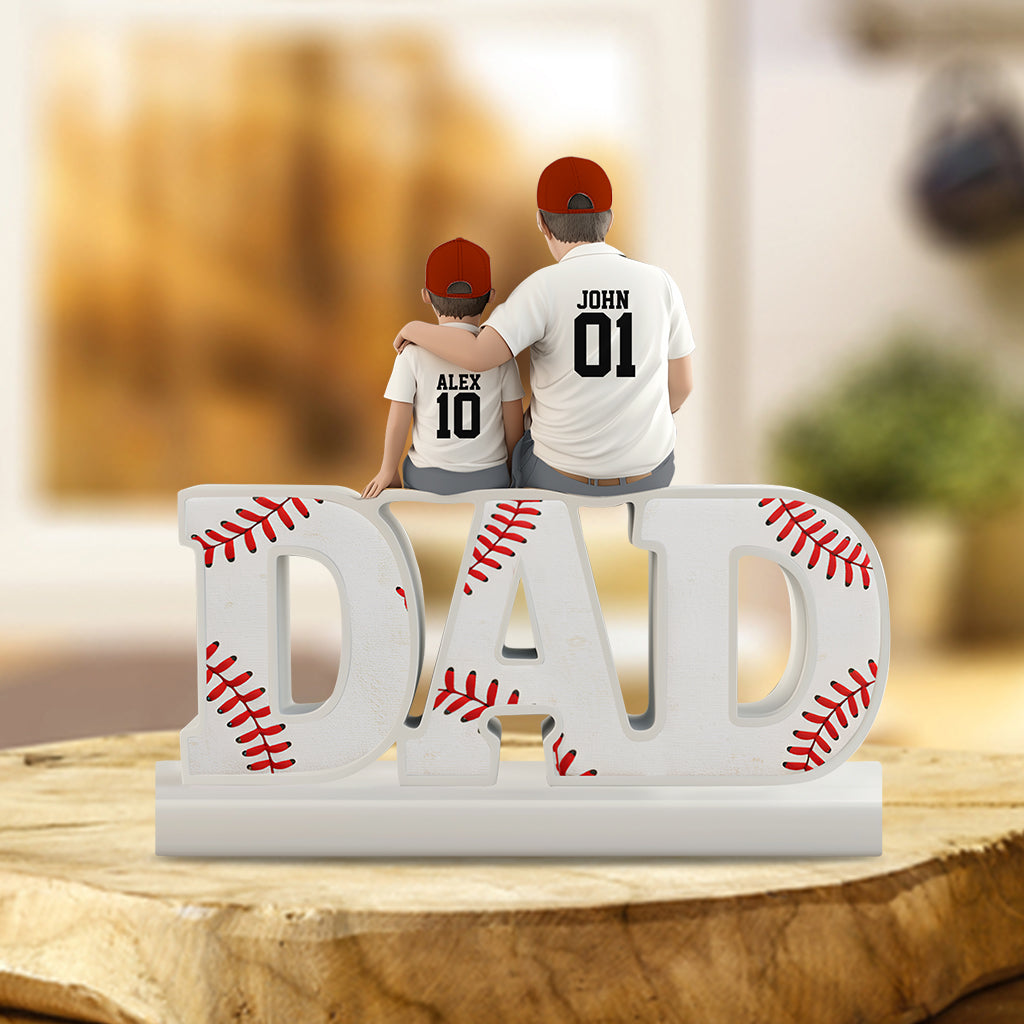 Meilleur papa de joueur de baseball au monde - Plaque acrylique personnalisée en forme de balle