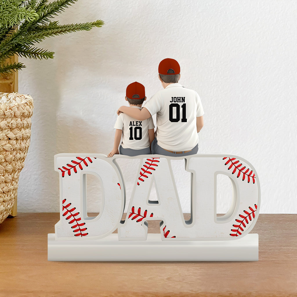 Meilleur papa de joueur de baseball au monde - Plaque acrylique personnalisée en forme de balle
