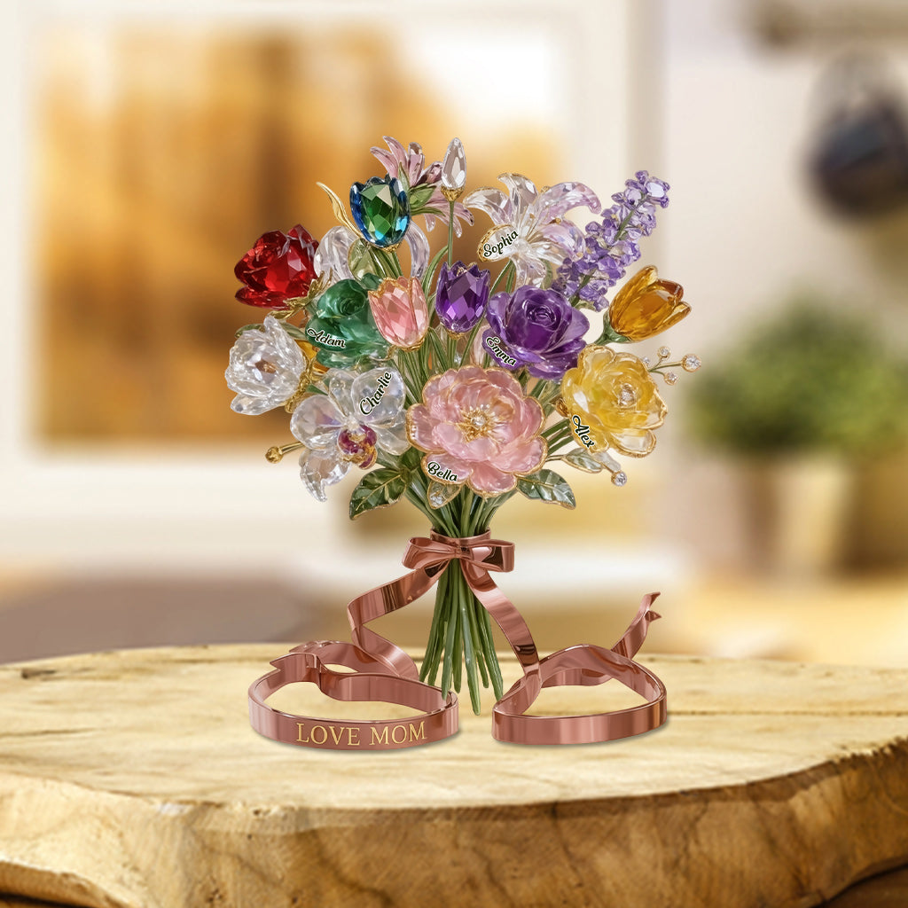 Cadeau pour maman, grand-mère, belle-mère - Plaque acrylique personnalisée « Mère » en forme de carte de vœux