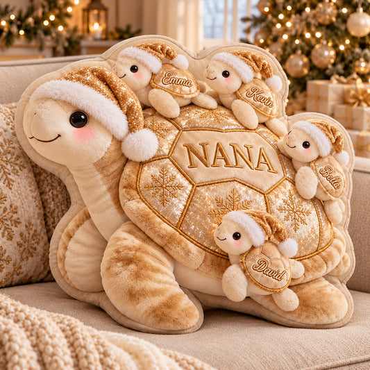 Tortue de Mamie - Coussin en Fourrure Synthétique Personnalisé