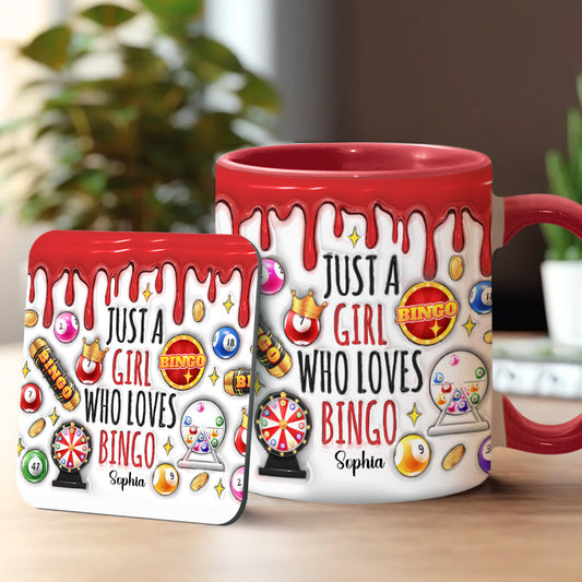 Just A Girl Who Loves Bingo - Personalized Bingo Player Accent Mug