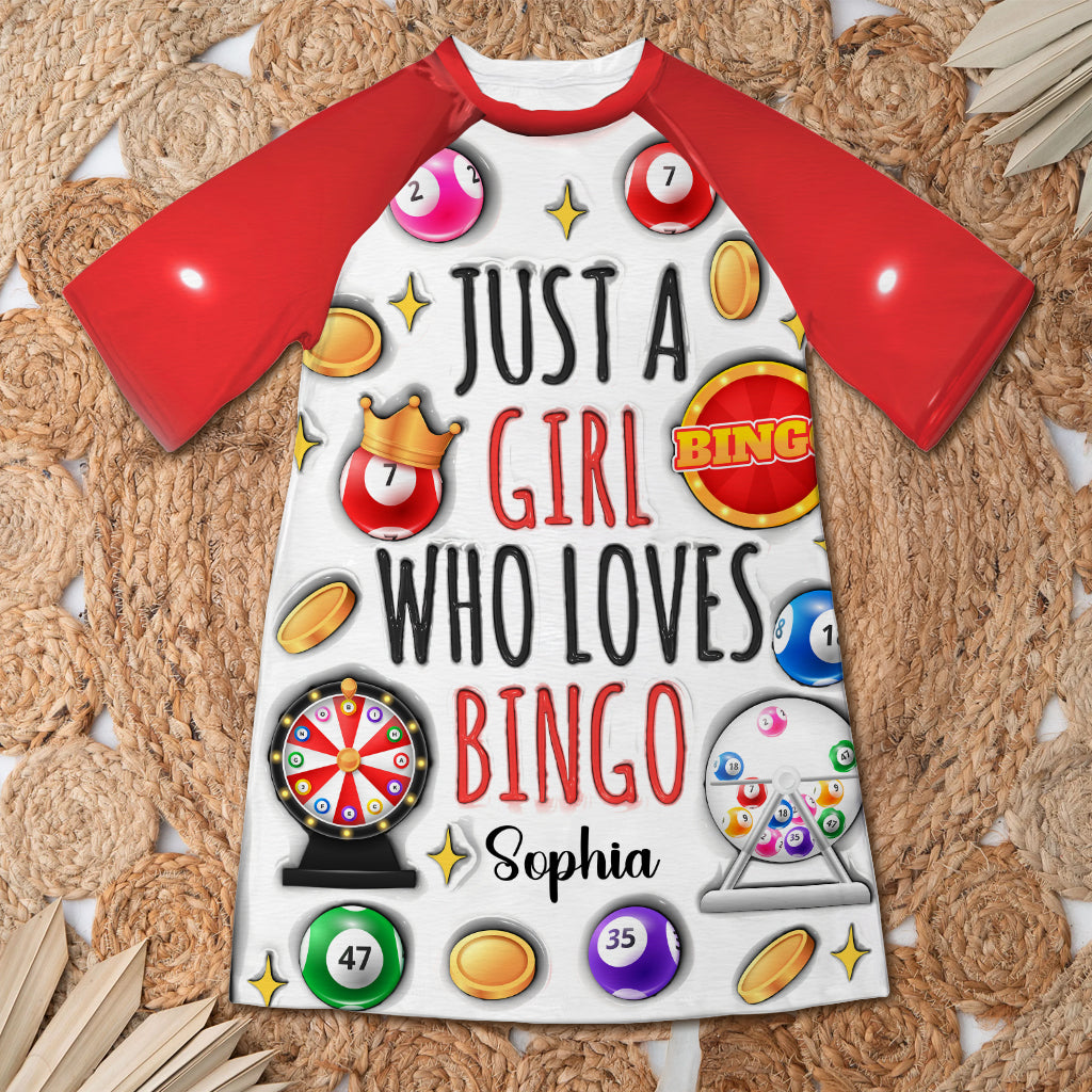 Juste une fille qui adore le bingo - Robe-t-shirt de nuit personnalisée pour joueuse de bingo