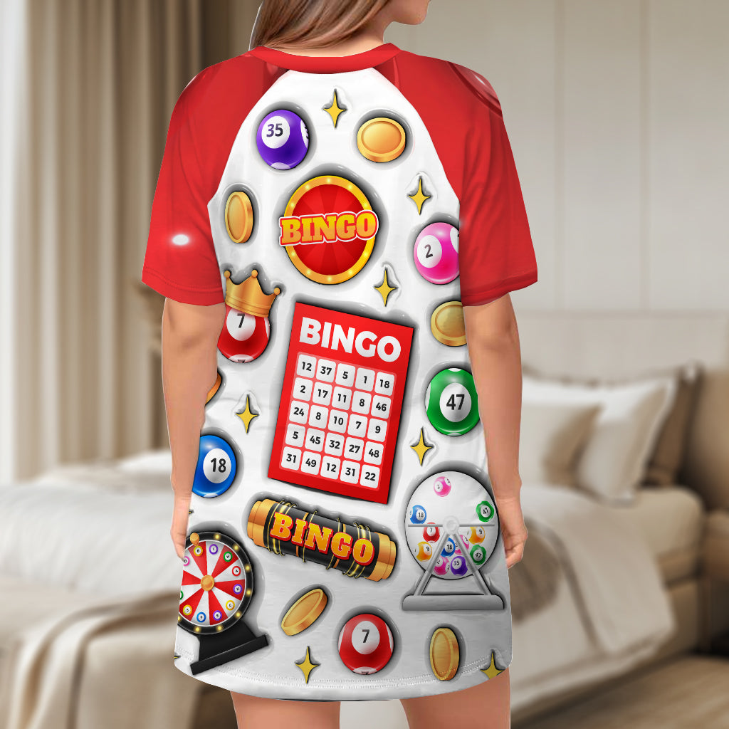 Juste une fille qui adore le bingo - Robe-t-shirt de nuit personnalisée pour joueuse de bingo