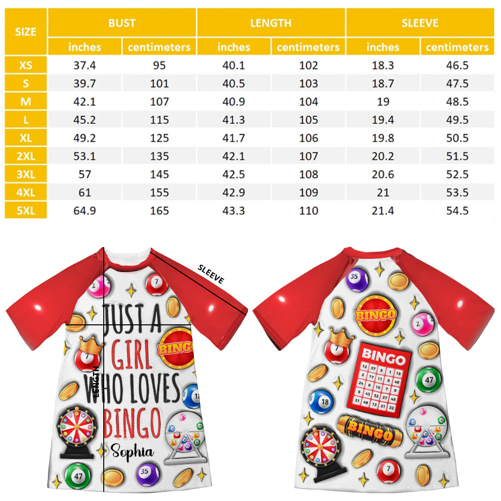 Juste une fille qui adore le bingo - Robe-t-shirt de nuit personnalisée pour joueuse de bingo