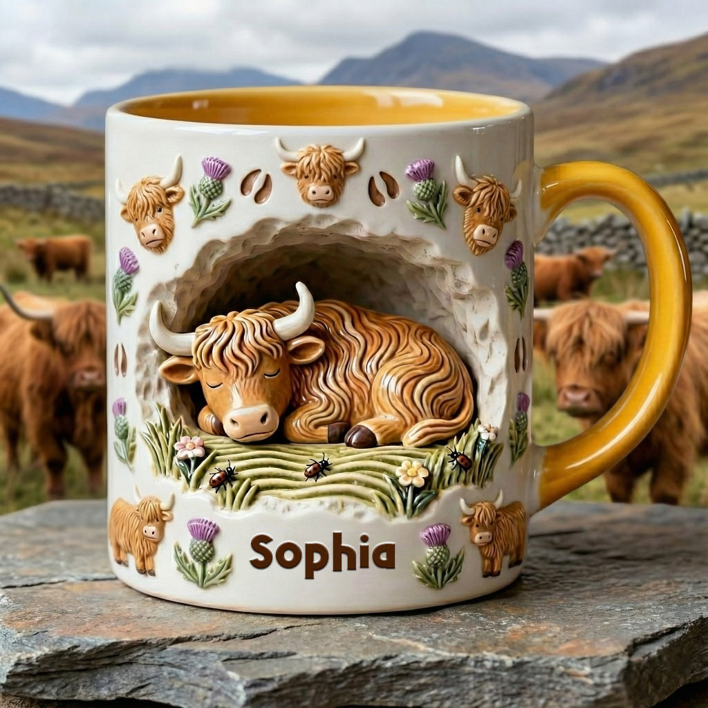 Mug personnalisé motif vache des Highlands - Animaux de la ferme rustique