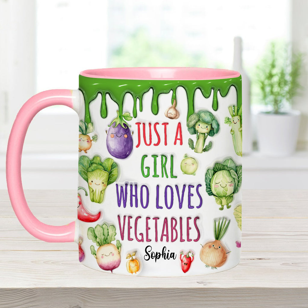 Vegan Girl Who Loves Vegetables - Personalized Veganism Accent Mug