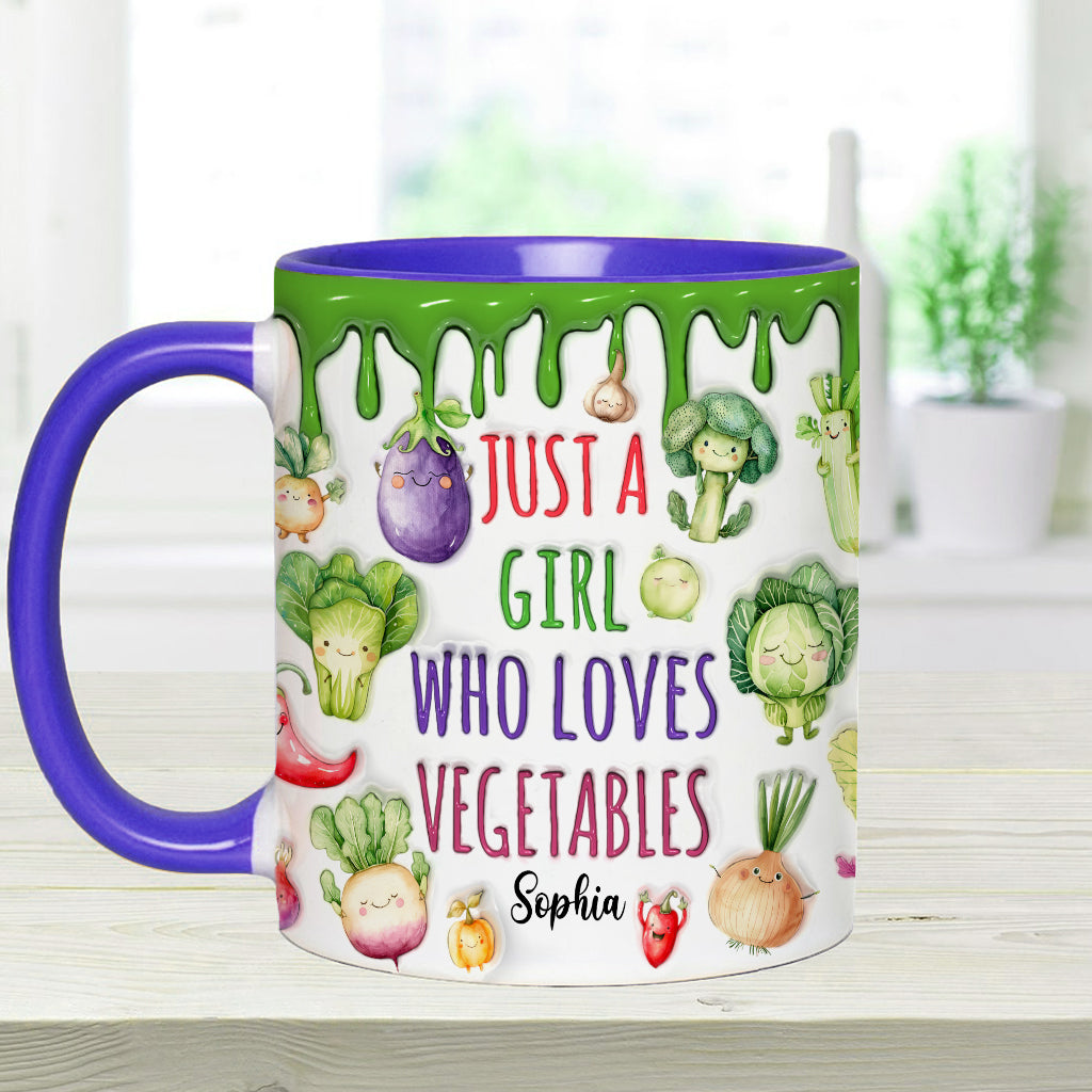 Vegan Girl Who Loves Vegetables - Personalized Veganism Accent Mug
