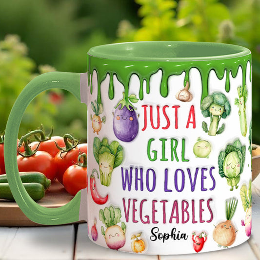 Mug personnalisé « Fille végane qui adore les légumes »