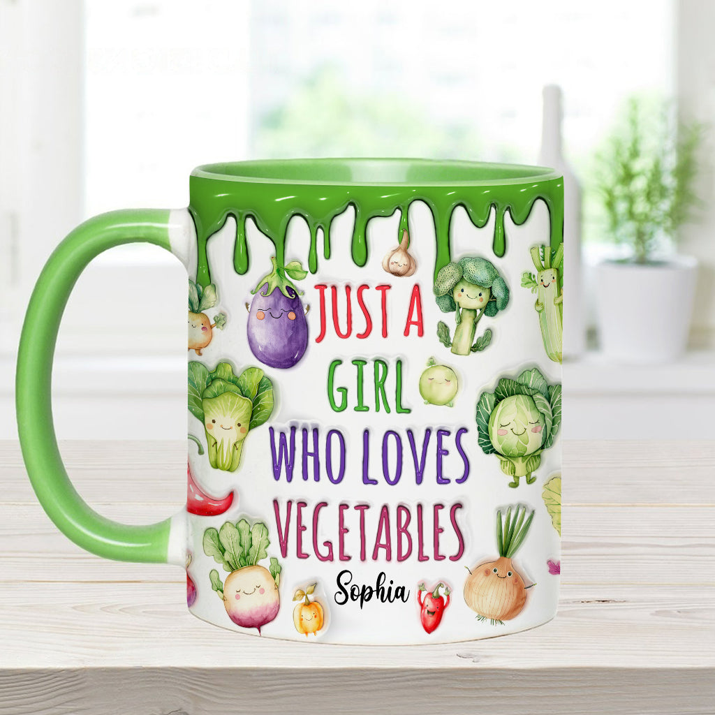 Vegan Girl Who Loves Vegetables - Personalized Veganism Accent Mug
