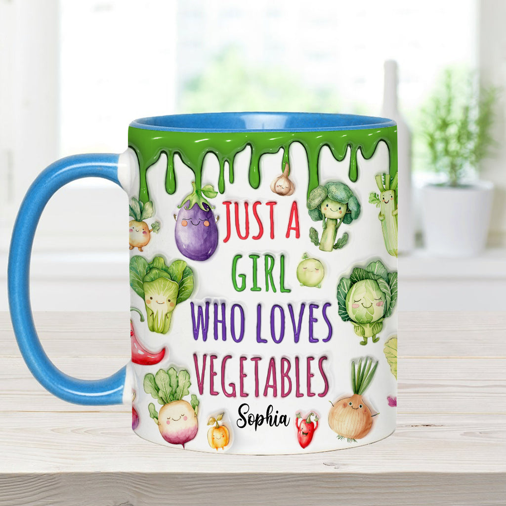 Vegan Girl Who Loves Vegetables - Personalized Veganism Accent Mug