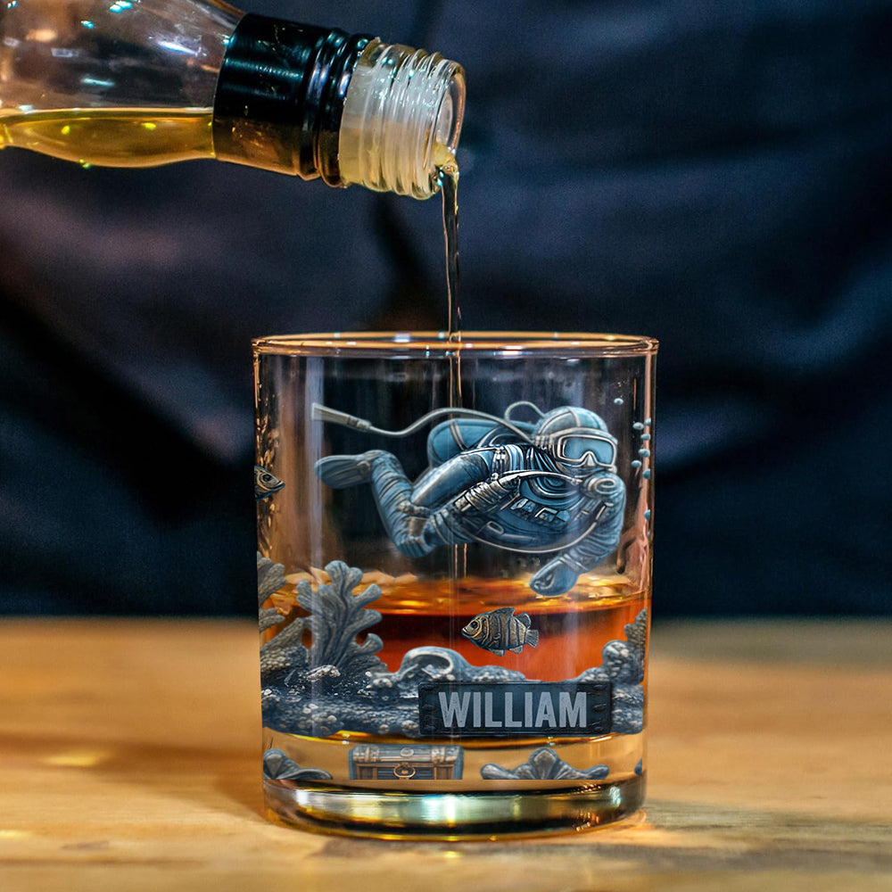 Ocean's Deep - Verre à whisky de plongée sous-marine personnalisé