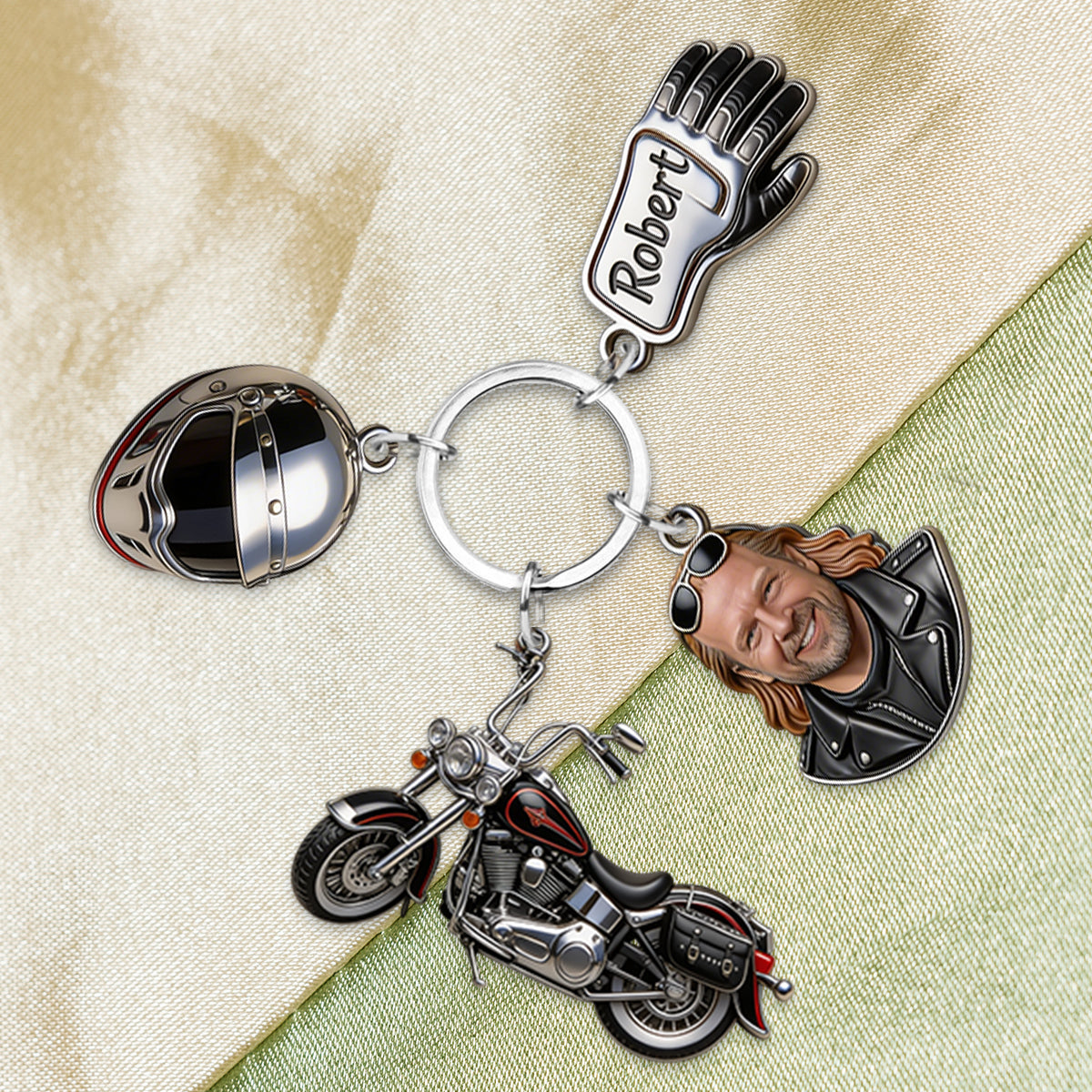 Love Motorcycle - Custom From Photo - Personalized Biker Keychain With Charms