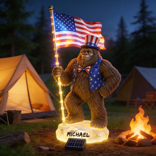 Bigfoot American - Lampe Solaire Acrylique Personnalisée pour Randonnée