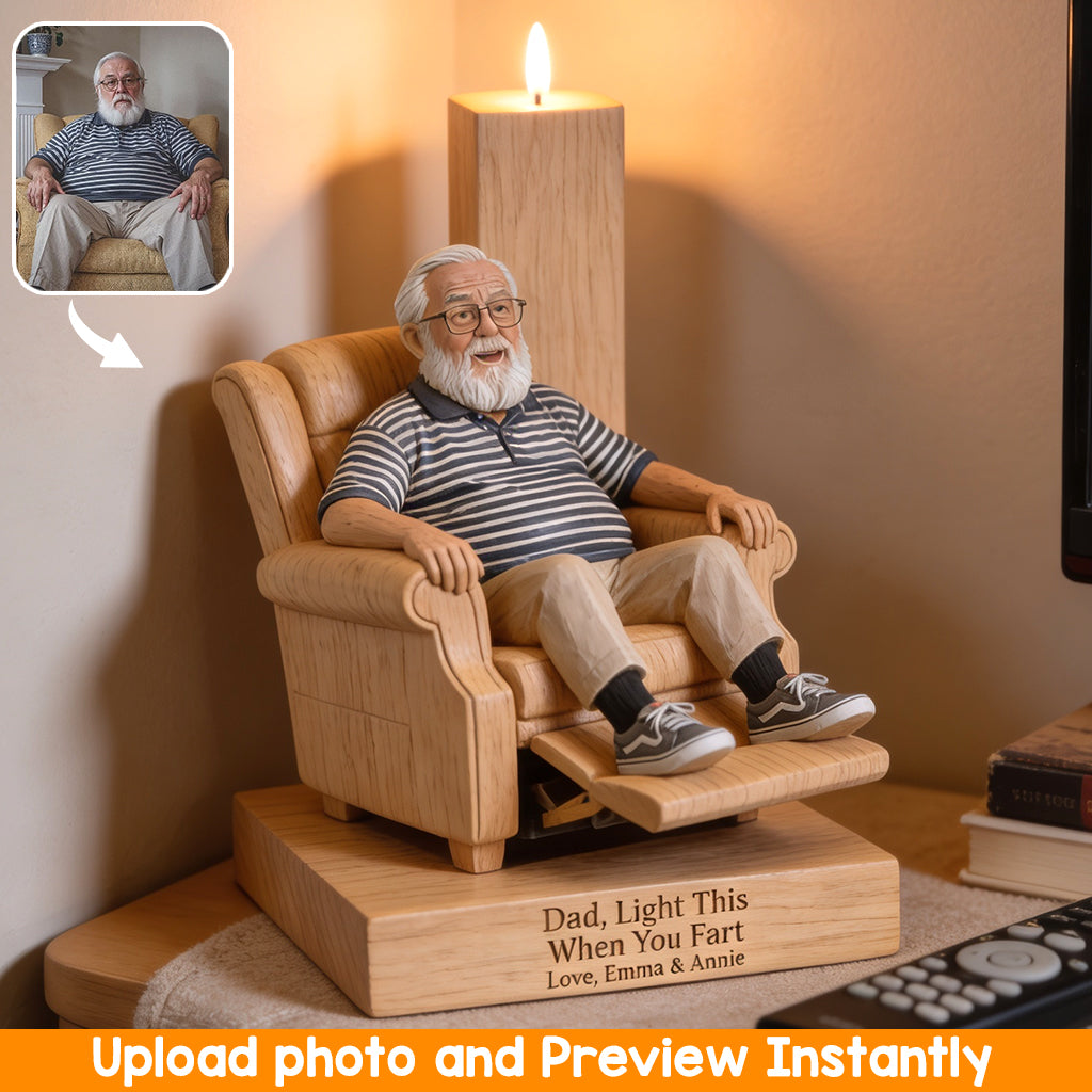 Perfect Father's Day Gift - Personalized Father Custom Shape Wooden Candle Holder