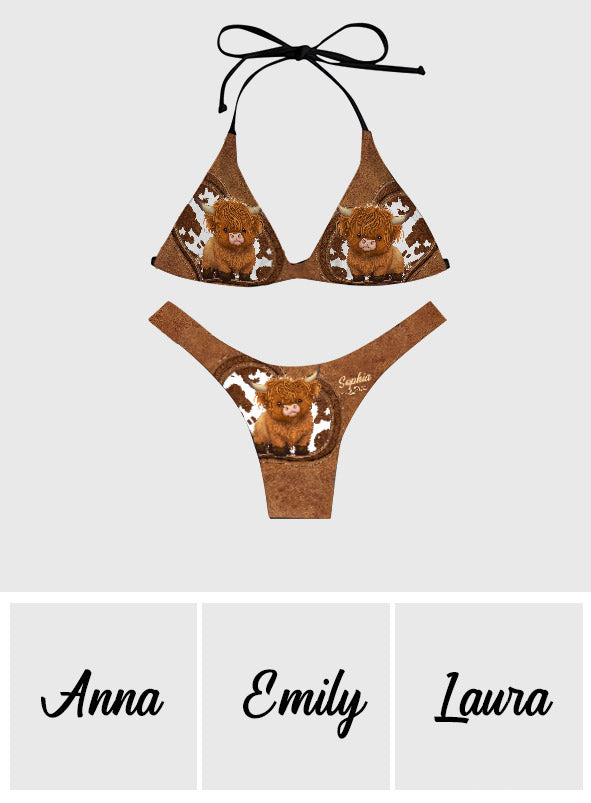 Juste une fille qui aime les vaches des Highlands - Maillot de bain bikini triangle personnalisé avec motif vache des Highlands